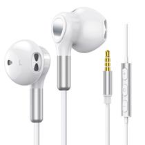 Fones de ouvido com fio, fones de ouvido BENEWY, com microfone, brancos