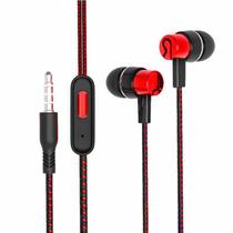 Fones de ouvido com fio Fones de ouvido intra-auriculares com microfone vermelho - genérico Fones de ouvido com fio Fones de ouvido intra-auriculares com microfone vermelho - genérico