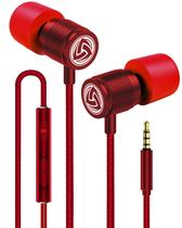 Fones de ouvido com fio LUDOS Ultra com microfone, 5 anos de garantia, vermelhos
