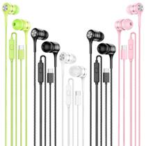 Fones de ouvido com fio LWZCAM USB C com microfone, pacote com 5