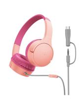 Fones de ouvido com fio para crianças Belkin SoundForm Mini USB C rosa