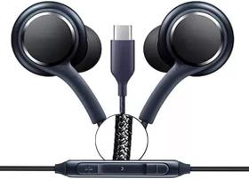 Fones de Ouvido com Fio Premium, Entrada Tipo C (USB-C), À Prova de Suor, Microfone Embutido, Entrada Tipo-C