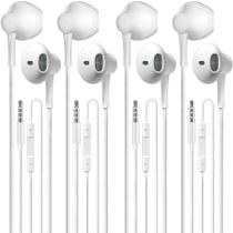 Fones de ouvido com fio QAWESDX, pacote de 4 com microfone e controle de volume Fones de ouvido com fio QAWESDX, pacote de 4 com microfone e controle de volume