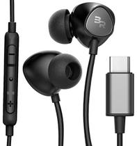 Fones de ouvido com fio - Tipo C, com microfone e controle de volume em preto (USB-C)