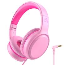Fones de ouvido com fio UKELALA U2 para crianças e meninas, rosa leve