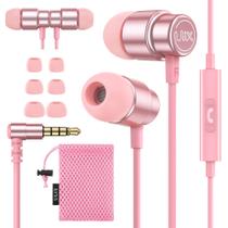 Fones de ouvido com fio Ulix Rider com microfone, garantia de 5 anos, rosa