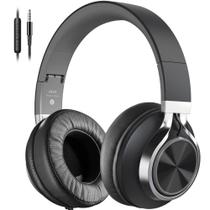 Fones de ouvido COOSII AC01 com fio sobre a orelha com microfone preto e cinza