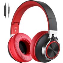 Fones de ouvido COOSII AC01 Over Ear com fio com microfone preto e vermelho