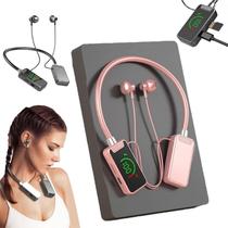 Fones de ouvido de transmissão ao vivo com placa de som sem fio, fones de ouvido de transmissão ao vivo e edição de áudio sem fio, fones de ouvido Bluetooth sem fio à prova d'água com faixa de pescoço com tela, espera ultralonga (B)
