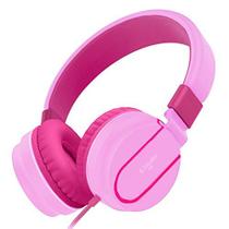 Fones de ouvido dobráveis ajustáveis, cor rosa/rosa