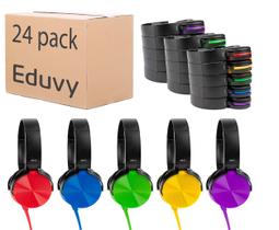 Fones de ouvido Eduvy Core para sala de aula, pacote com 24 fios para estudantes Fones de ouvido Eduvy Core para sala de aula, pacote com 24 fios para estudantes