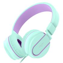 Fones de ouvido ELECDER i36 Kids dobráveis na orelha verde/roxo