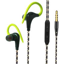 Fones de ouvido esportivos com fio genéricos com gancho de ouvido verde Fones de ouvido esportivos com fio genéricos com gancho de ouvido verde