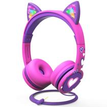 Fones de ouvido FosPower Kids com LED Cat Ears Safe Volume Limit