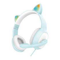 Fones de Ouvido Gamer com Orelhas de Gato - Design Bonito e Iluminação Colorida