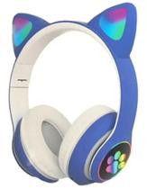 Fones De Ouvido Gato Cat Led RGB Luz de Fundo Sem Fio Bluetooth 5.3 TF FM Stereo