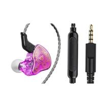 Fones De Ouvido HiFi 3D Estéreo Com Fio QKZ Hi7T 3.5MM AUX In-Ear Com Microfone Para Música E Jogos