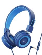 Fones de ouvido iClever HS14 Kids com fio azul claro com limitador de volume