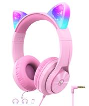 Fones de ouvido iClever Kids com orelha de gato LED Light Up Meow Donut Fones de ouvido iClever Kids com orelha de gato LED Light Up Meow Donut