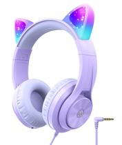 Fones de ouvido iClever Kids com orelha de gato LED Light Up Meow Donut Fones de ouvido iClever Kids com orelha de gato LED Light Up Meow Donut