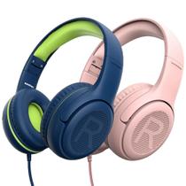 Fones de ouvido infantis com fio awatrue Kids com microfone azul/rosa