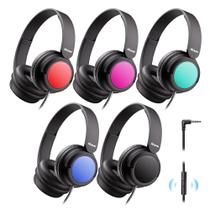 Fones de ouvido infantis com fio iClever com microfone, pacote durável com 5 Fones de ouvido infantis com fio iClever com microfone, pacote durável com 5