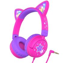 Fones de ouvido infantis iClever Cat Ear LED Light Up 85dBA Hot Pink