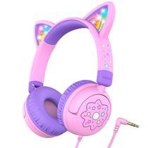 Fones de ouvido infantis iClever Cat Ear LED Light Up Stereo Pink Fones de ouvido infantis iClever Cat Ear LED Light Up Stereo Pink