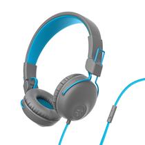 Fones de ouvido JLab Studio On-Ear com fio cinza/azul com som C3 Fones de ouvido JLab Studio On-Ear com fio cinza/azul com som C3