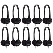 Fones de ouvido Koss KPH7 leves supra-auriculares pretos, pacote com 10