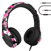 Fones de ouvido LilGadgets Connect+ Pro com fio para crianças com microfone rosa