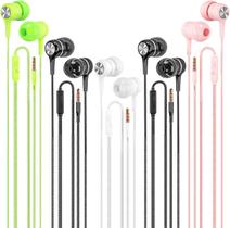 Fones de ouvido LWZCAM com fio e microfone, pacote com 5 e graves pesados Fones de ouvido LWZCAM com fio e microfone, pacote com 5 e graves pesados