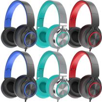 Fones de ouvido MIXCU com fio e microfone para crianças em idade escolar, pacote com 6