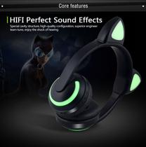 Fones de ouvido Orelhas de Gato Bluetooth Led 7 Cores