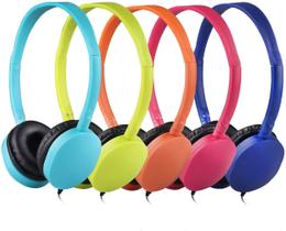 Fones de ouvido para crianças, pacote com 5 cores mistas, para escola e sala de aula