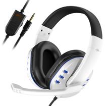 Fones de ouvido para jogos PC 3D Stereo Over Ear com microfone branco/azul