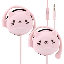 Fones de ouvido QearFun Cat Earbuds para crianças com microfone rosa