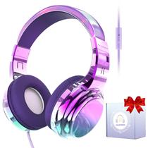 Fones de ouvido QearFun para meninas e crianças com microfone Deep Purple