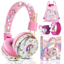 Fones de ouvido QearFun Unicorn para meninas e crianças com microfone Bluetooth