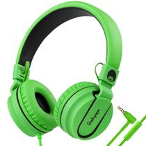 Fones de ouvido rockpapa 950 com fio para crianças com microfone preto/verde