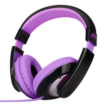 Fones de ouvido rockpapa Comfort Kids Over-Ear com fio de 3,5 mm preto/roxo
