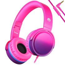 Fones de ouvido rockpapa Grade Wired com microfone rosa para mulheres/crianças