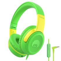 Fones de ouvido rockpapa Share 1 Kids com fio com microfone verde/amarelo