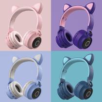 Fones de Ouvido Sem Fio Bluetooth com LED - Design de Gato