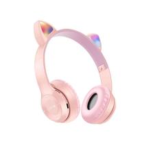 Fones de ouvido sem fio Bluetooth P47 Cat Ears Rgb Pink