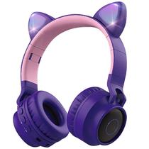Fones de ouvido sem fio Bluetooth para crianças Aresrora Cat Ears Purple