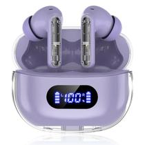 Fones de ouvido sem fio BYDTOOPCBD P1 PRO com microfone de chamada transparente roxo Fones de ouvido sem fio BYDTOOPCBD P1 PRO com microfone de chamada transparente roxo