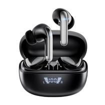 Fones de ouvido sem fio, fones de ouvido Bluetooth 5.3 40H Playtime com 4 microfones com cancelamento de ruído ENC, estojo de carregamento com display digital LED, fones de ouvido impermeáveis Deep Bass IPX7, fone de ouvido estéreo para Android iOS preto