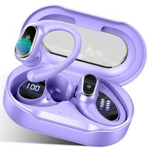 Fones de ouvido sem fio, fones de ouvido Bluetooth 5.4 esportivos 2025, fones de ouvido Bluetooth com microfone com cancelamento de ruído ENC, fones de ouvido estéreo sem fio 50H IP7 à prova d'água com ganchos de ouvido, display LED duplo para exercitar/correr