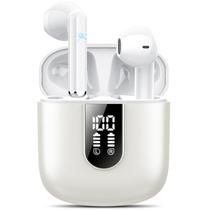 Fones de ouvido sem fio Jesebang 2024 Bluetooth 5.3 com microfone HD branco